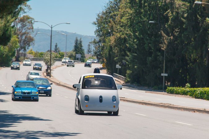 A Google self-driving car in Mountain View, Calif. 