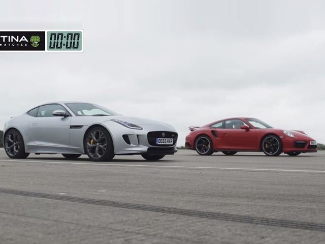 It's Almost Painful Watching This Jaguar F-Type R Get Beaten By A 911 Turbo S
