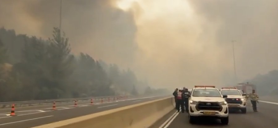 Лесные пожары - На шоссе 1 загорелись машины, 30.04.2025