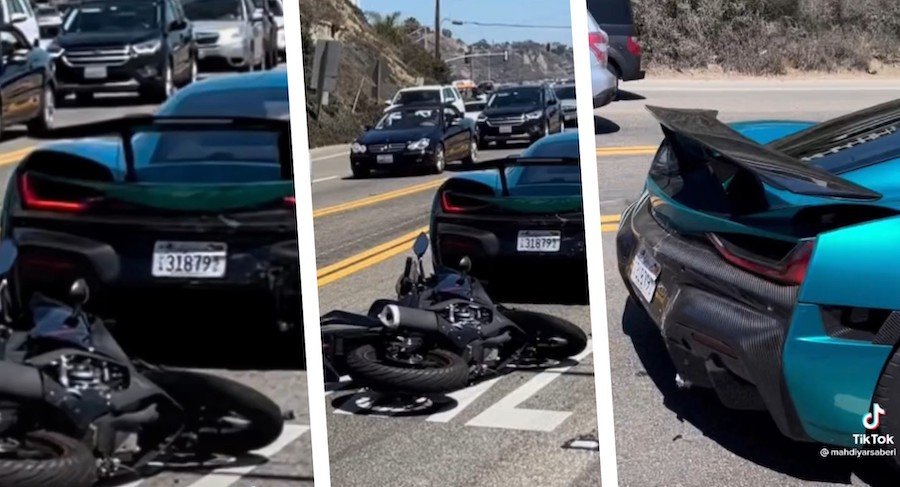 Ouch! Motorcycle Rear-Ends $2M Rimac Nevera On Pacific Coast Highway