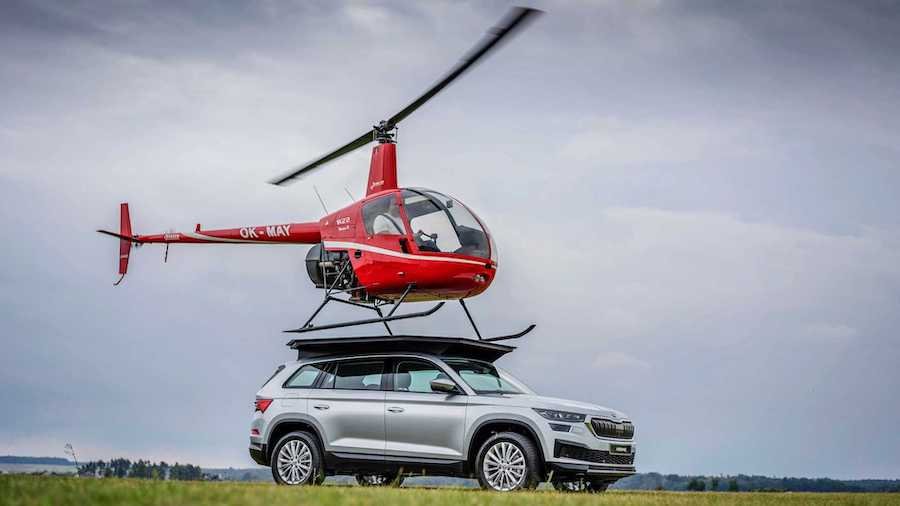 Watch A Helicopter Land On A Skoda Kodiaq As Nod To Old Top Gear Episode
