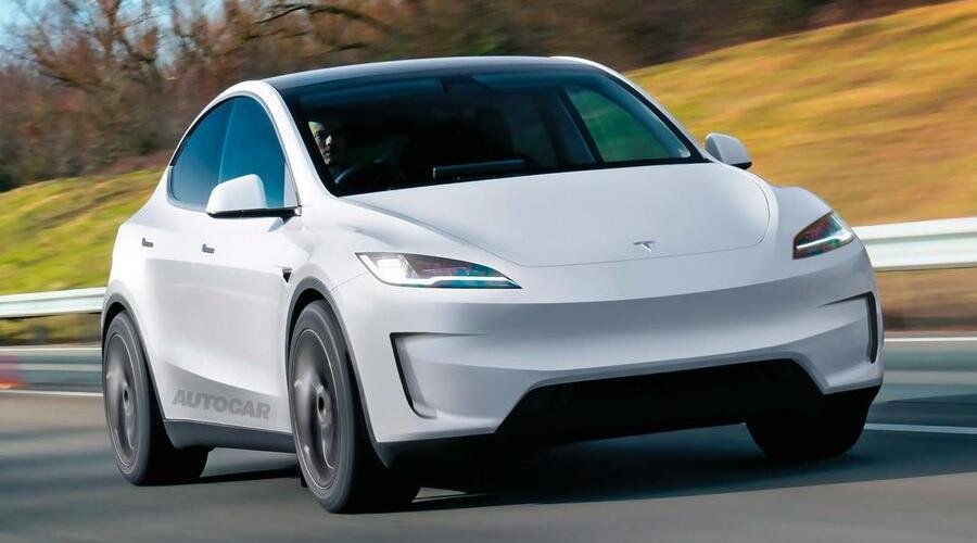 Tesla Model Y 2025 render by Autocar