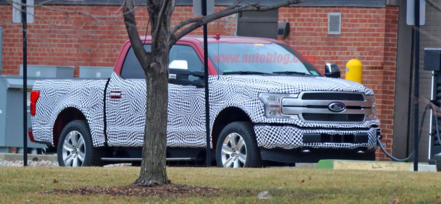 Electric Ford F-150 prototype spotted charging