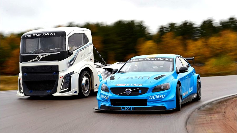 Volvo's 2,400-hp semi truck and S60 polestar race car go head-to-head