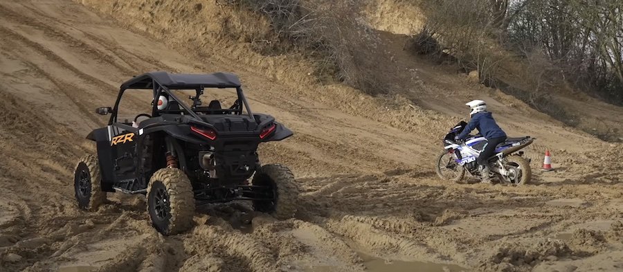 Watch This GSX-R Race a Polaris’ RZR Off-Road Because Why Not?