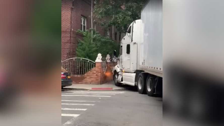 Semi Truck Destroys Street In Queens Because It Doesn’t Fit